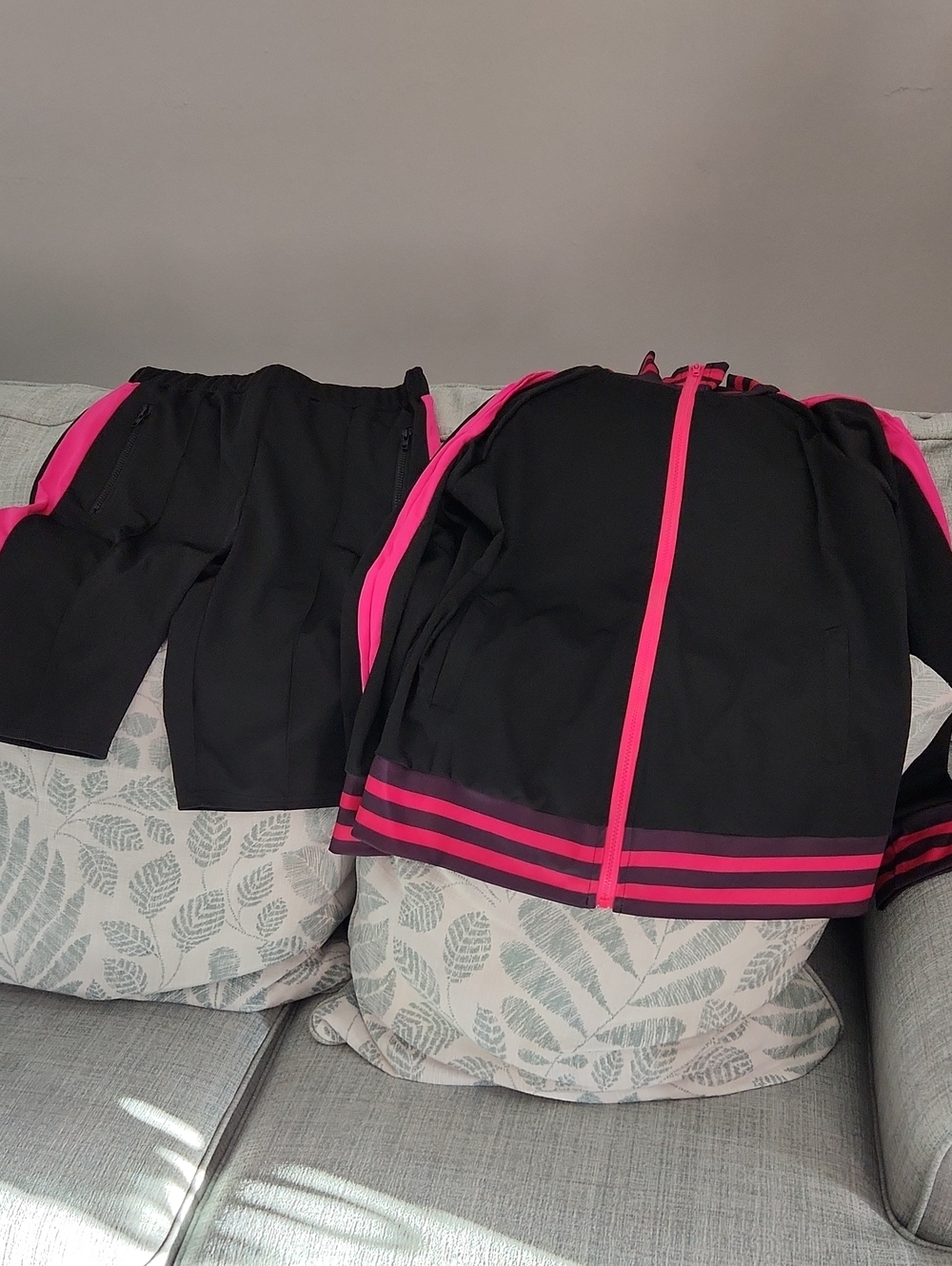 Women Black & Pink Track Jacket and Shorts Set - Activewear